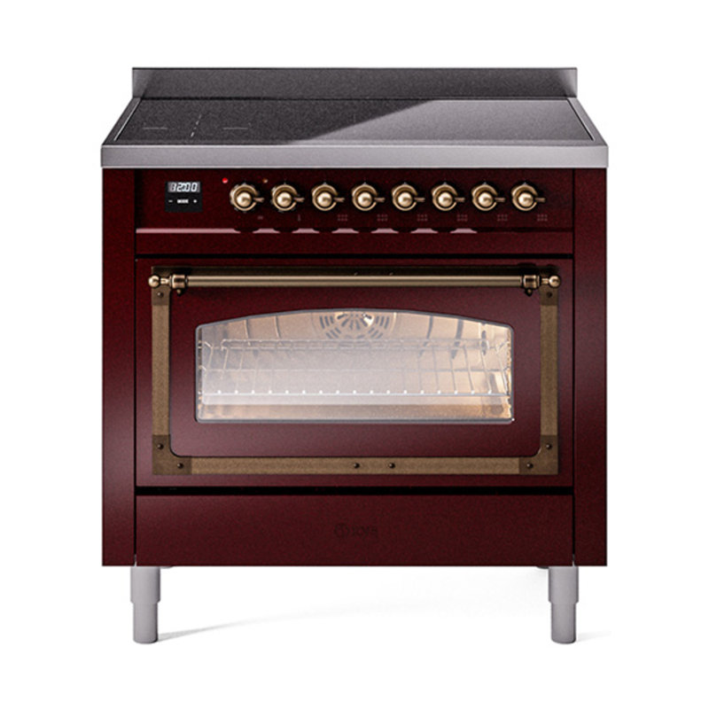 ILVE Nostalgie II Noblesse 36 in Induction Range, Burgundy/Bronze