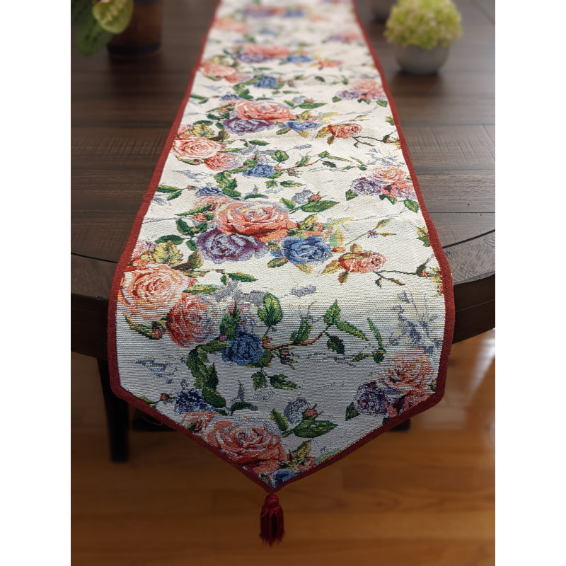 Baryal Floral Valentine's Day Tapestry Table Runner, 72" L x  0.50" W