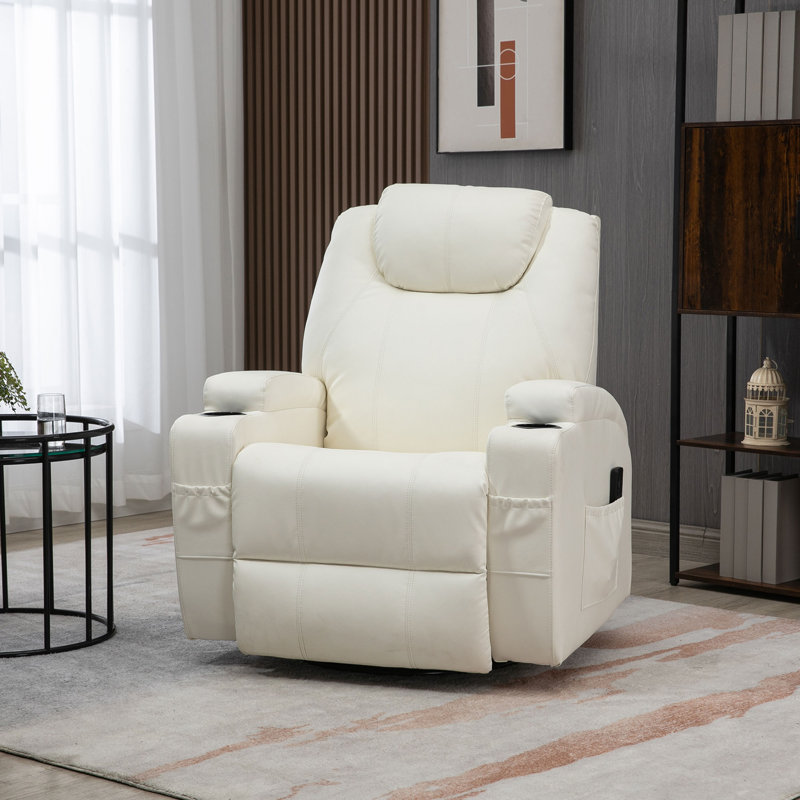 Fauteuil de massage en faux cuir, Similicuir blanc
