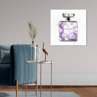 Oliver Gal 'Kiss Me Number 1' Fashion and Glam Wall Art Framed Canvas Print Perfumes - Purple, Gray - 20 x 20 - White