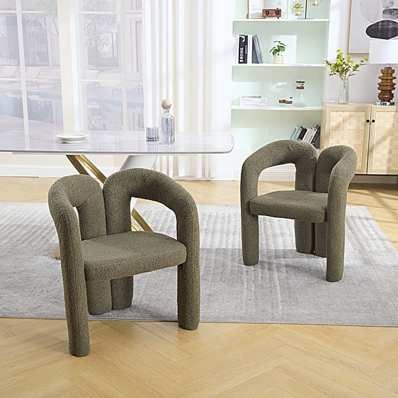 Upholstered Dining Chairs Set of 2, Olive Green