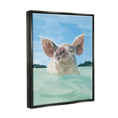 "Rosalind Wheeler", cochon nageant sur toile flottante par Amelia Noyes