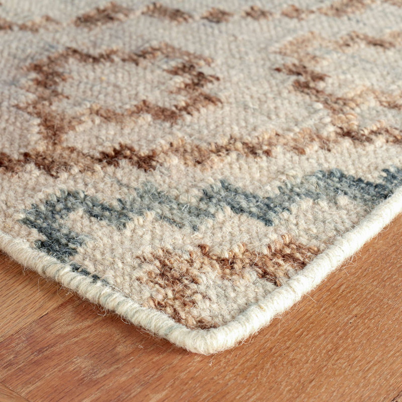 Jelly Roll Sky Handwoven Wool Rug, Rectangle 3' x 5'