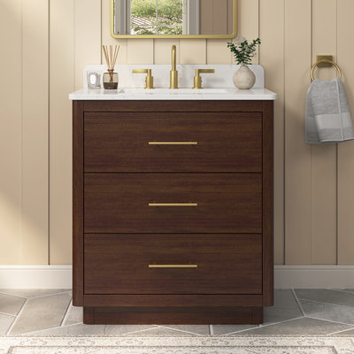 30'' Freestanding Single Bathroom Vanity with Engineered Stone Top