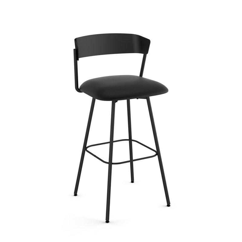Analeesa Swivel Counter & Bar Stool, Faux Leather-Charcoal Black , Counter Stool (25.88" Seat Height)