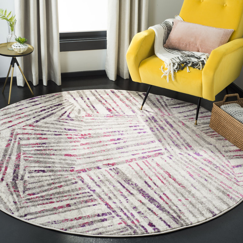 Cosner Skyler Performance Geometric Rug, Round 6'7"