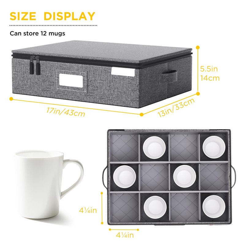 Cup and Mug Storage Box with Hard Shell