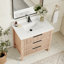Meuble-lavabo simple 36 po avec plateau en pierre blanche Charnley-876064409