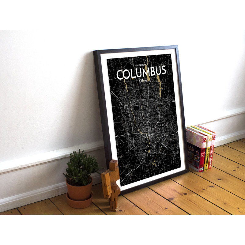 Columbus City Map - No Frame Print, 43.2cm H x 27.9cm W x 0.13cm D