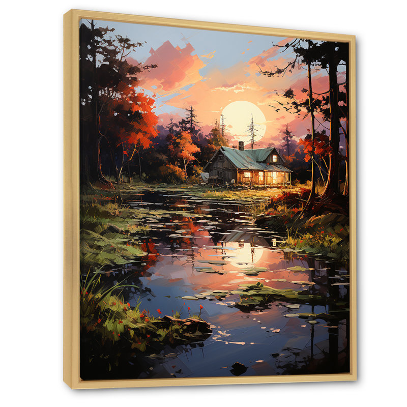 Charniqua Peach Lakehouse Journey Begins I, H 20 po x l 12 po x P 1 po, Cadre naturel flottant