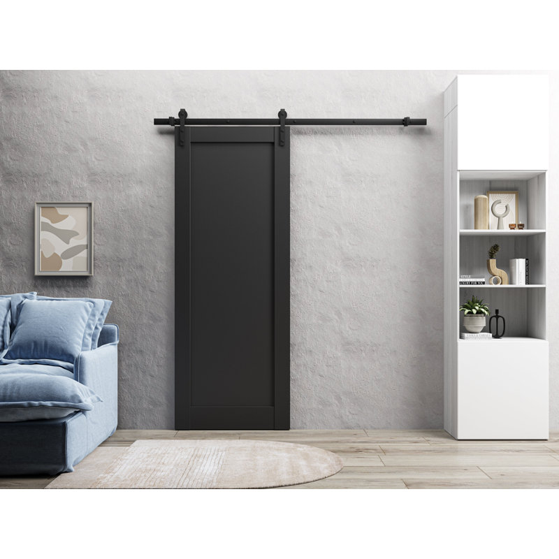 Porte de grange robuste | Quadro 4111 noir mat | Ensemble de quincaillerie lourde 6,6 pi, 30 po x 80 po