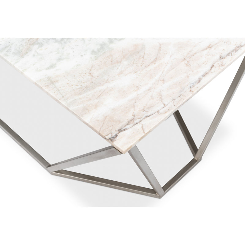 Rectangular Black Marble and Metal Coffee Table