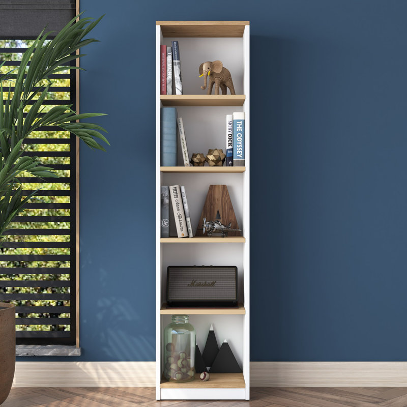 Baugus 161.8cm H x 40cm W Standard Bookcase, White/Walnut