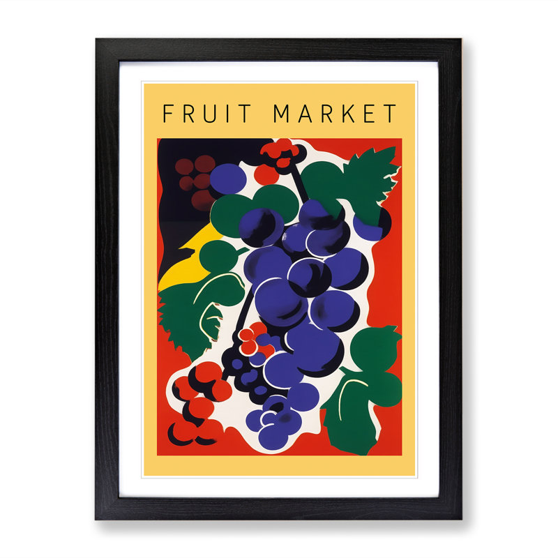 Fruit Market Exhibition Grapes 1 Piece Single Picture Frame Wall Art, 64cm H x 46cm W x 2cm D
