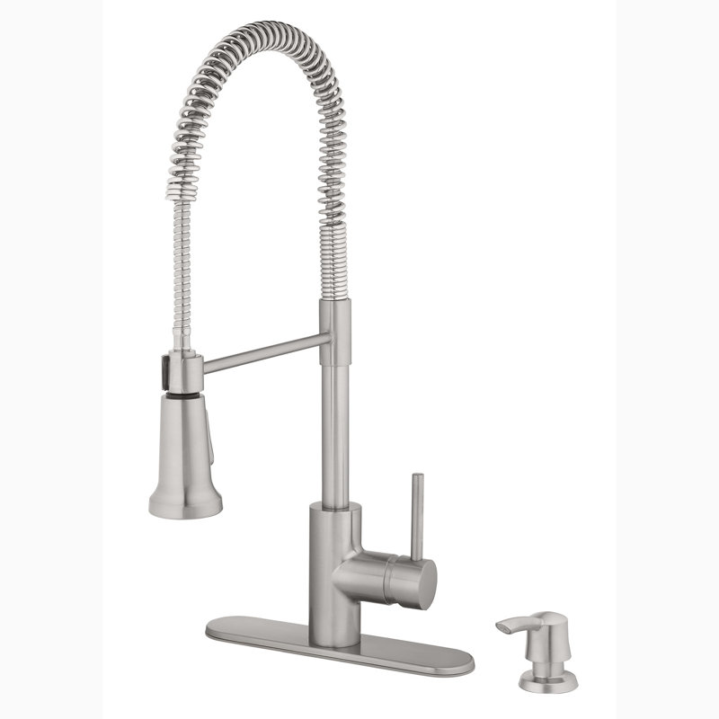 Tosca Ferrara Pull Down Kitchen Faucet with Soap Dispenser, Stainless Steel