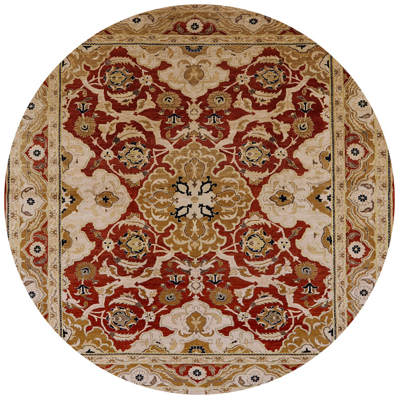Tapis beige / rouge Winnett, Rond 3 pi