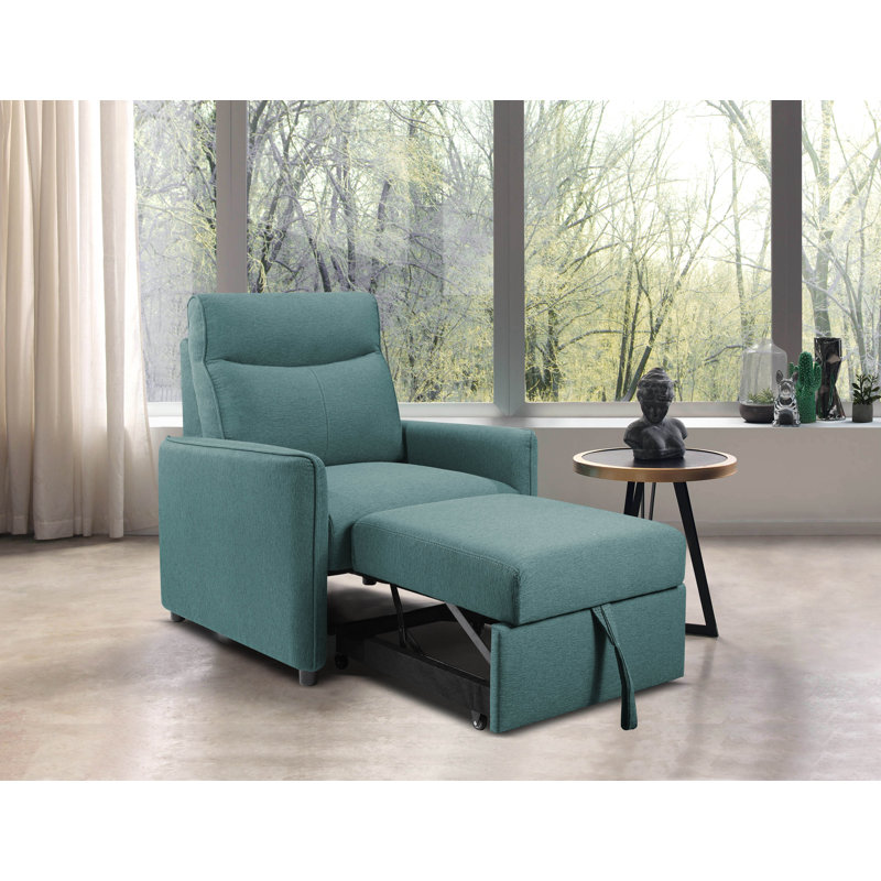 Fauteuil convertible en polyester 37,5 po Savione, Polyester bleu sarcelle