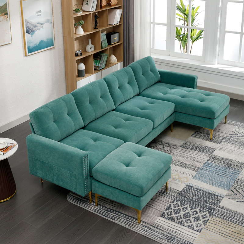 Mayke 111'' Velvet Sofa, Green Velvet
