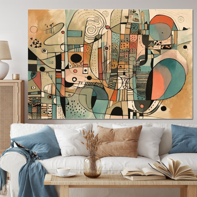 «Golden Mid Century Boho», art mural abstrait sur toile