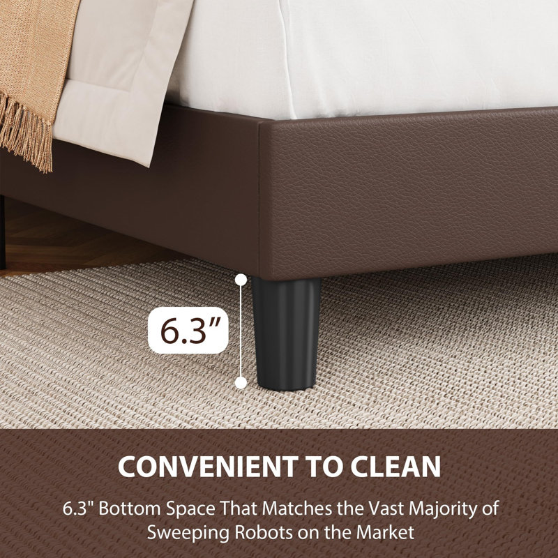 Upholstered Slat Bed, Brown