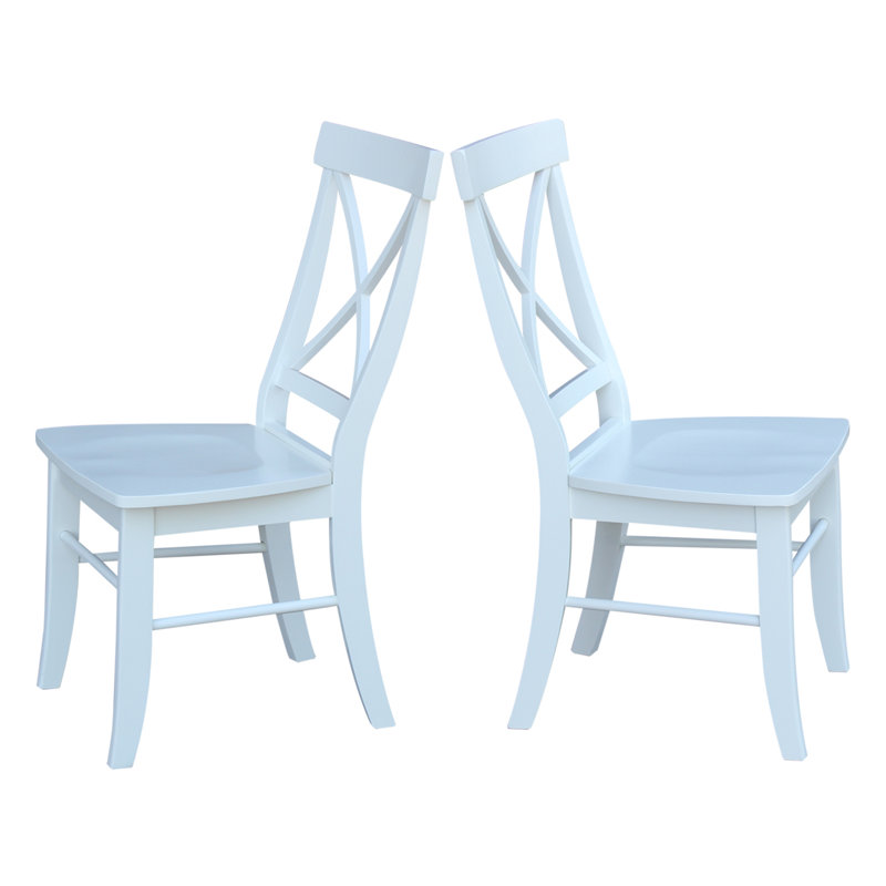Bellmead Solid Wood Cross Back Side Chair, Bright White
