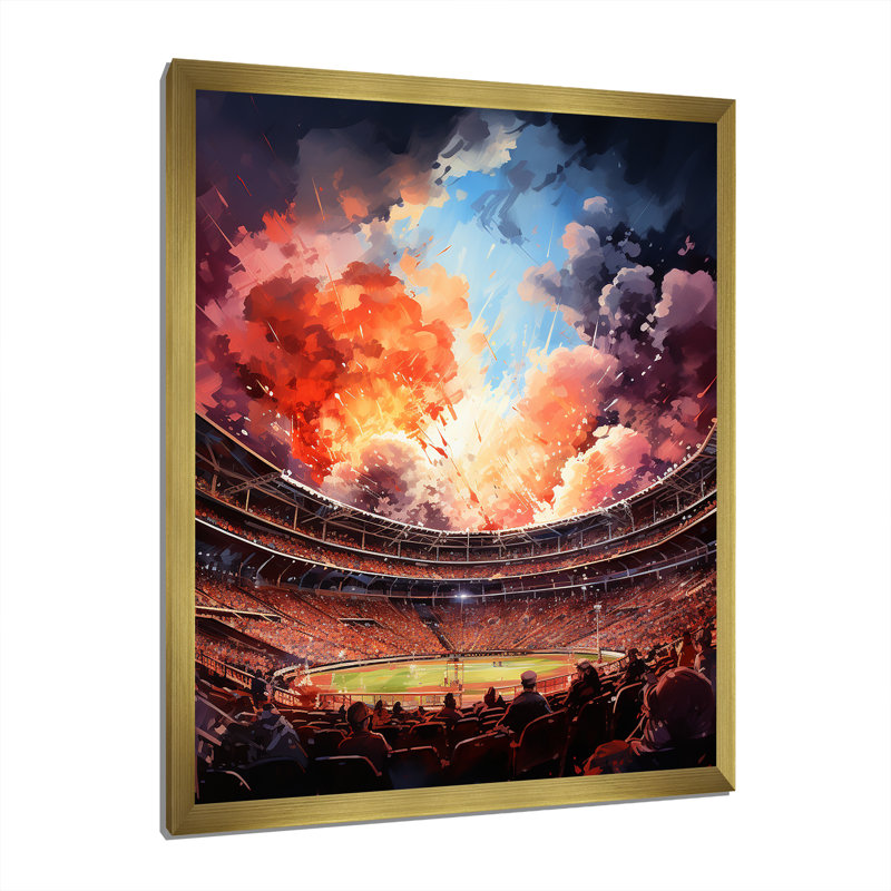 «Sport Stadium In Spotlight VI - Cityscapes», reproduction d'art sur toile, H 32 po x l 24 po x P 1 po, Encadrement doré
