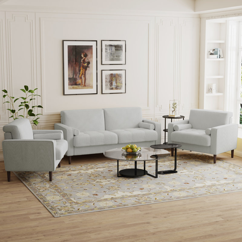 Carmelinda 3 Piece Sofa Set, Beige