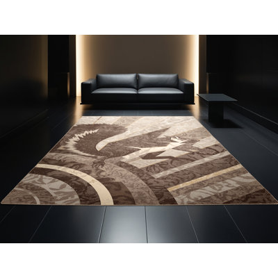 Tapis art déco lavable à la machine osckar écureuil beige - Reliure beige