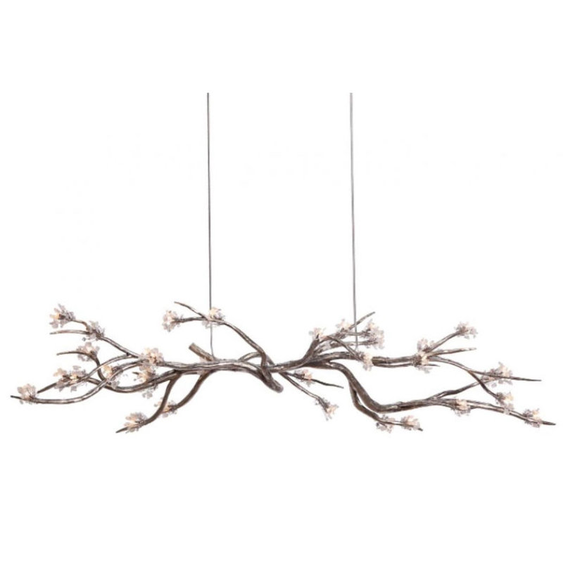 Lustre linéaire léger de style Brandolini, Bronze noir, Transparent, 82” Wide x 28” Depth x 25” Height