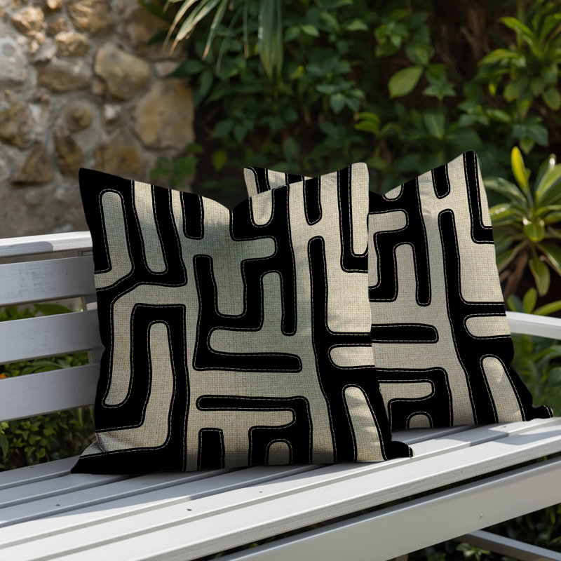 Coussin intérieur / extérieur Tiwa, 18 x 18, Noir