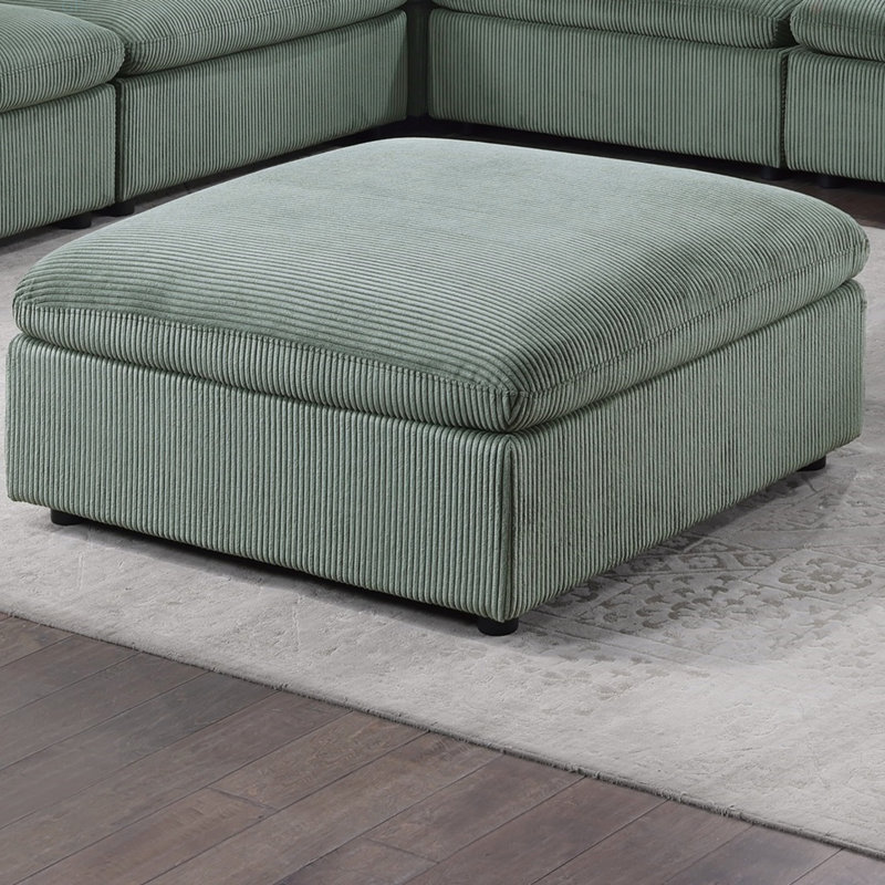 Repose-pieds contemporain en velours côtelé 1pc