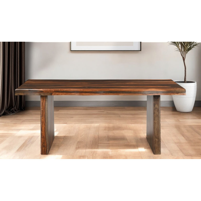  Table de salle à manger 74 "en bois massif brun foncé