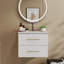 Ensemble de meuble-lavabo mural 24 po avec lavabo, deux tiroirs, lavabo en céramique, assemblage facile, poignée longue en métal doré, 2 tiroirs de rangement-123654596
