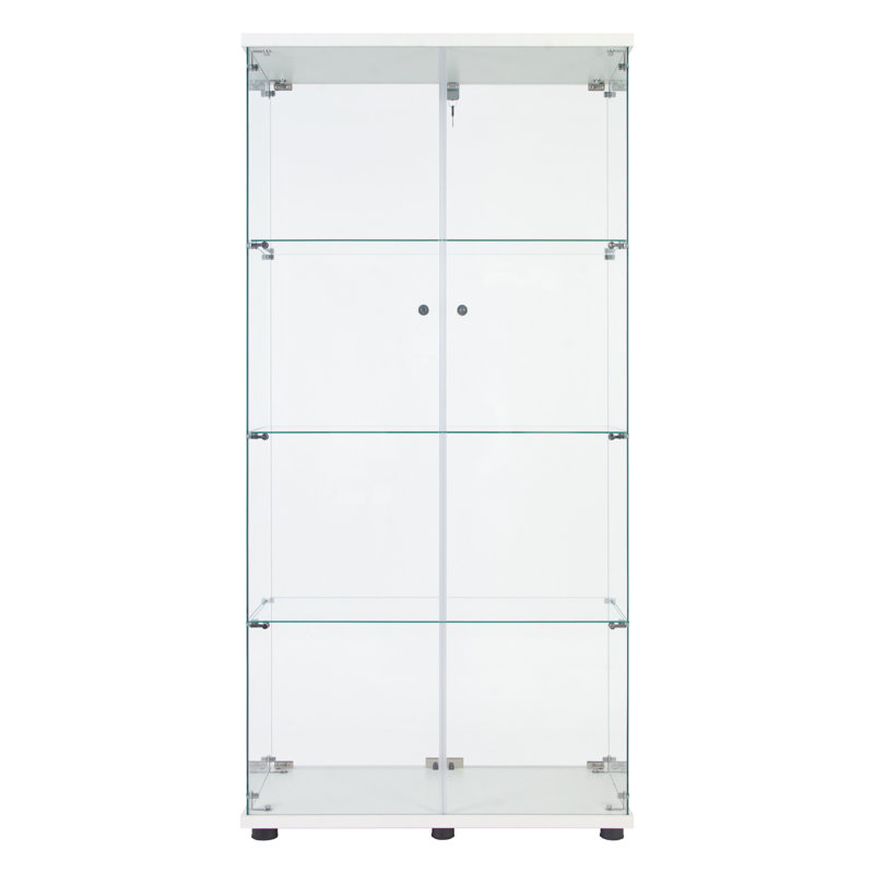 Armoire vitrée à 2 portes avec 4 lumières DEL, Blanc