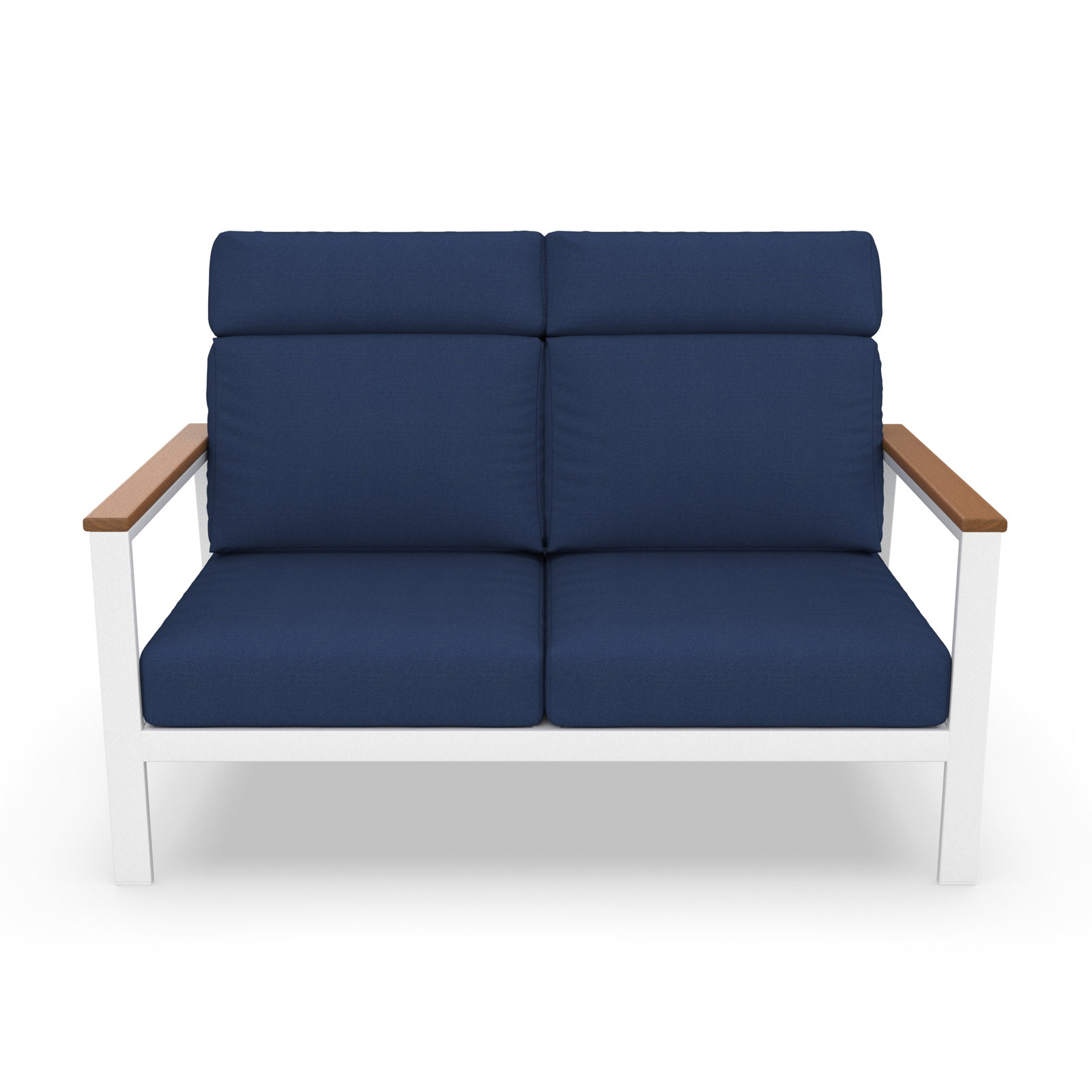 Townsend 55" Sunbrella® Patio Loveseat, Canvas Navy, Brown