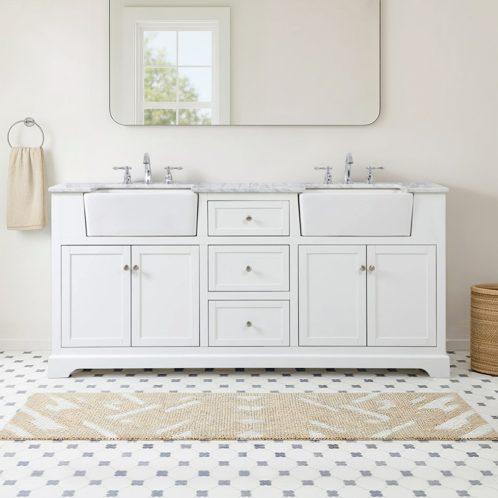 Pardue 72'' Double Bathroom Vanity, White