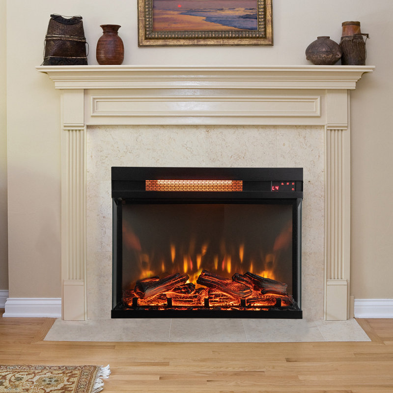 Wassim 22.8'' W Black Electric Fireplace Insert with 5118 BTU