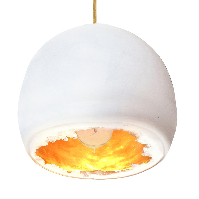 1 - Light Pendant, Brass, White/Brass