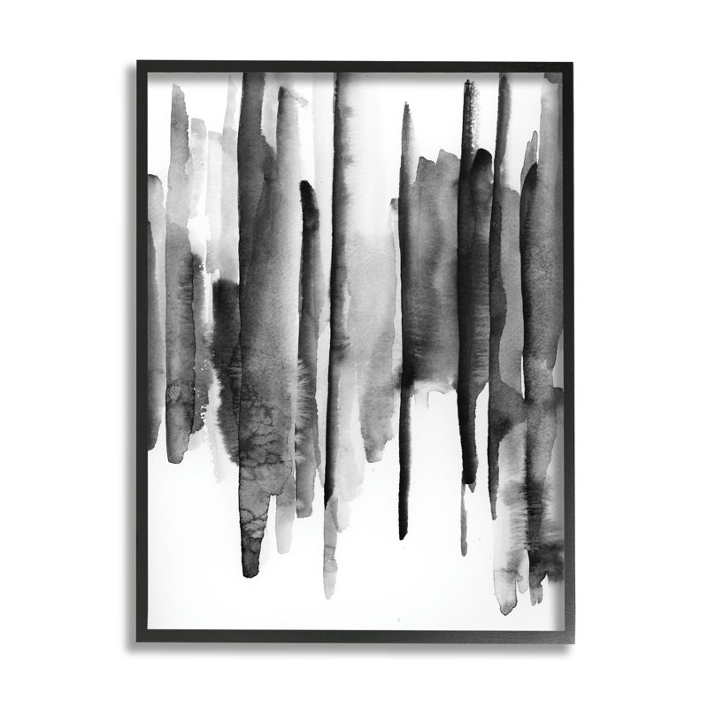Encre noire verticale verticale, aquarelle abstraite sur fond noir, estampe numérique, art texturé par VDK Atelier