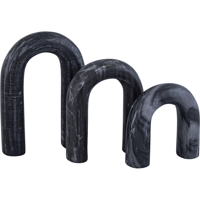 Objet de décoration en marbre Arco, Noir, noir, noir, noir