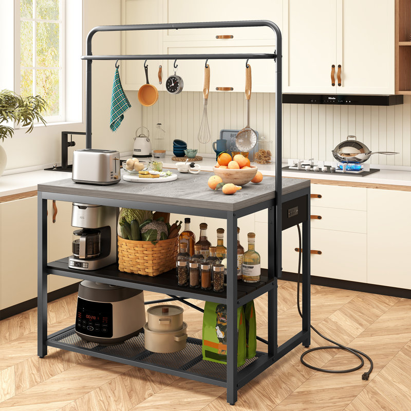 Îlot de cuisine avec rangement 46 po, Gris