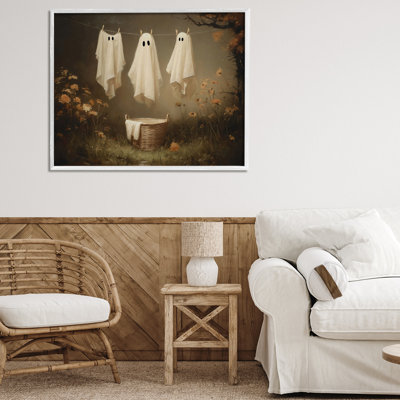Three Laundry Ghosts Hanging Framed Giclee, design by Arlington Prints
