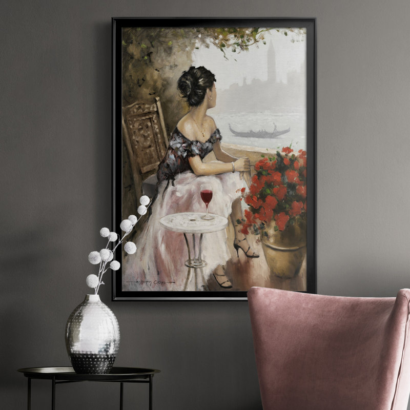 " Afternoon On The Canal " Painting Print, 26.5" H x 36.5" W x 1.5" D, Black Framed