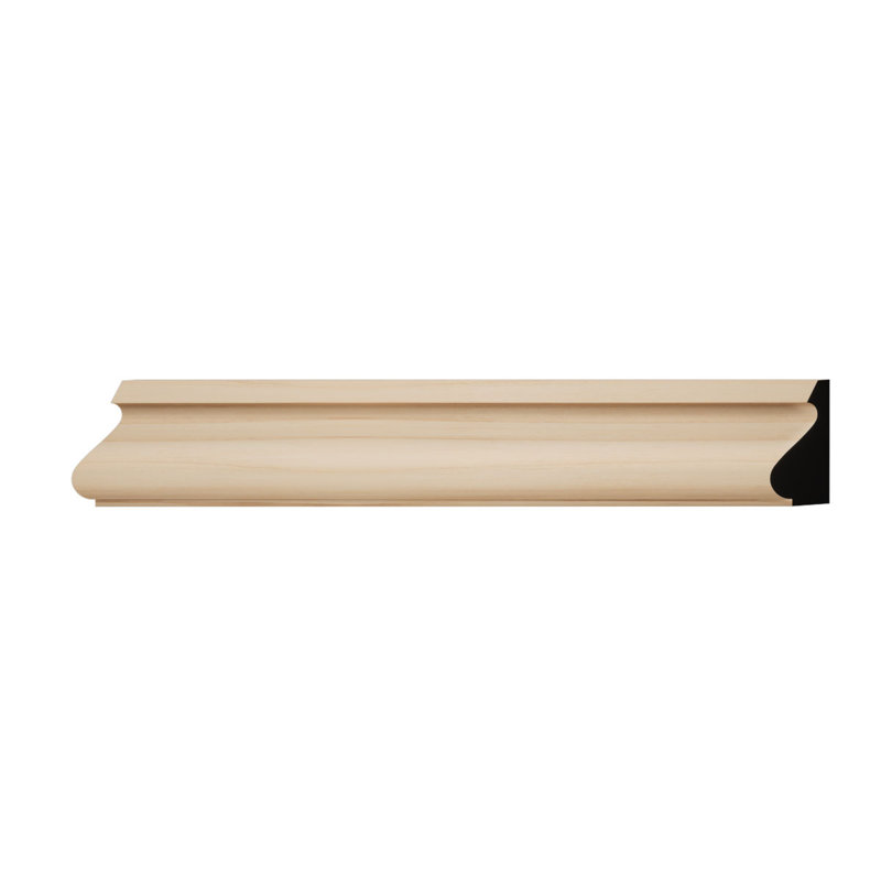 Moulure à capuchon de base en bois massif de teinte de bois franc massif D16 5/8 po x l 1 3/8 po x L 96 po., Aulne