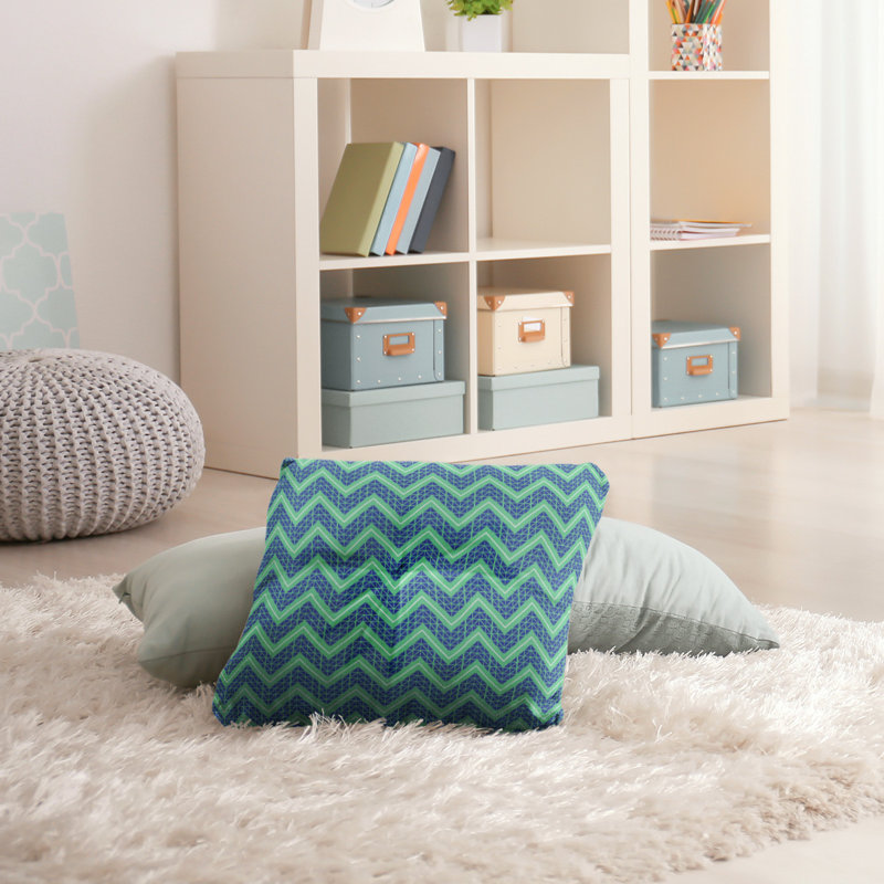Coussin Rhonda Cheval, 30 po x 30 po, Vert / bleu