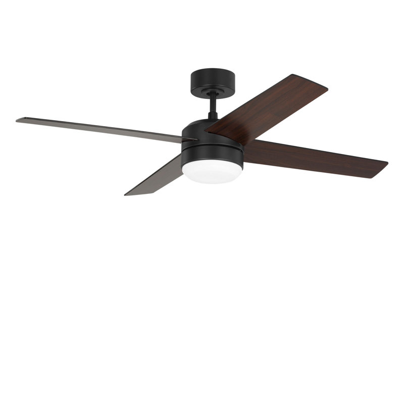 Ventilateur de plafond à DEL Loni 52, Nuit noire, Commande murale, Noyer américain / noir minuit