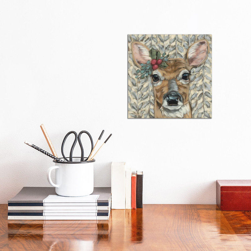 «Holly Jolly Deer», reproduction d'art sur toile tendue