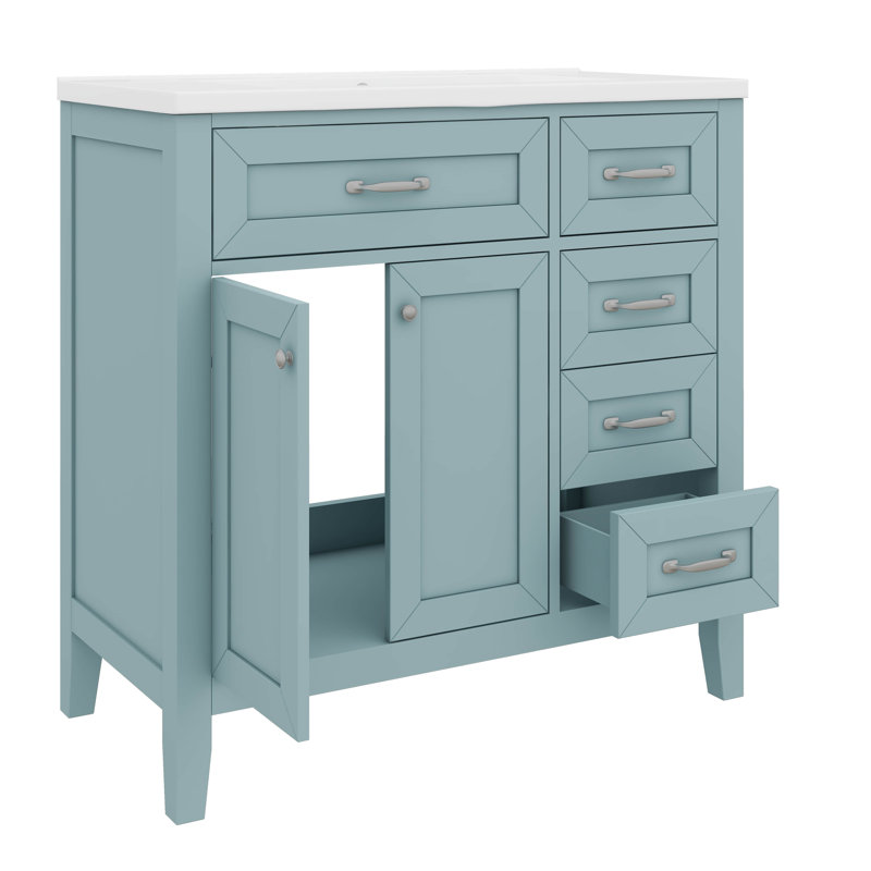 Ensemble de meuble-lavabo avec lavabo 36 po, Vert, Argent argent