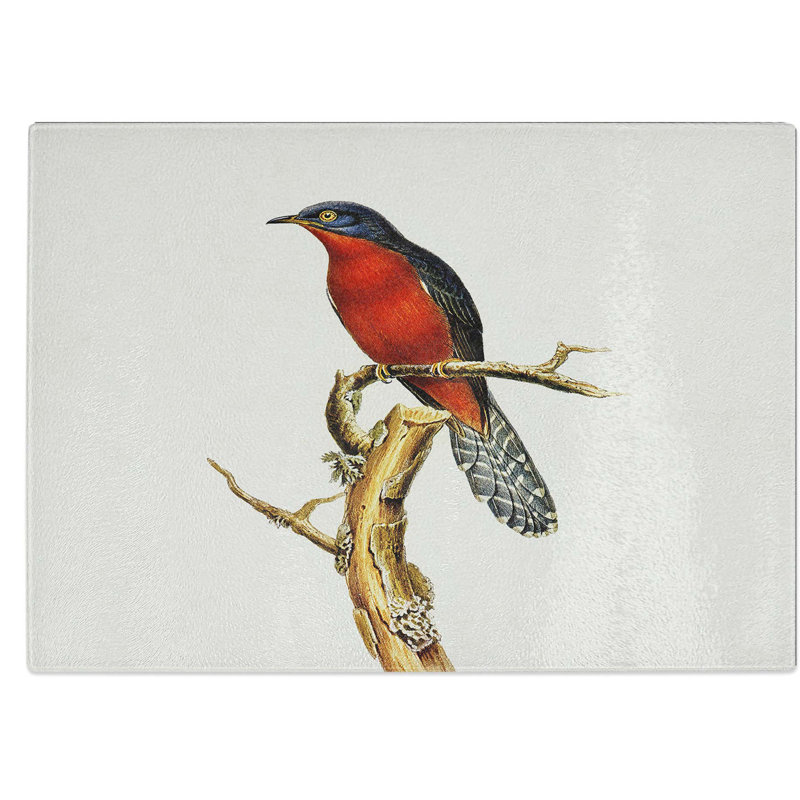 Tempered Glass Chestnut-Breasted Cuckoo Chopping Board, 28.5 cm W x 20 cm L