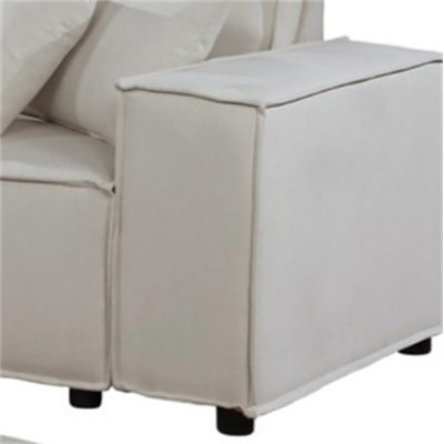 Canapé modulaire l 99 po avec repose-pieds en lin beige Milano